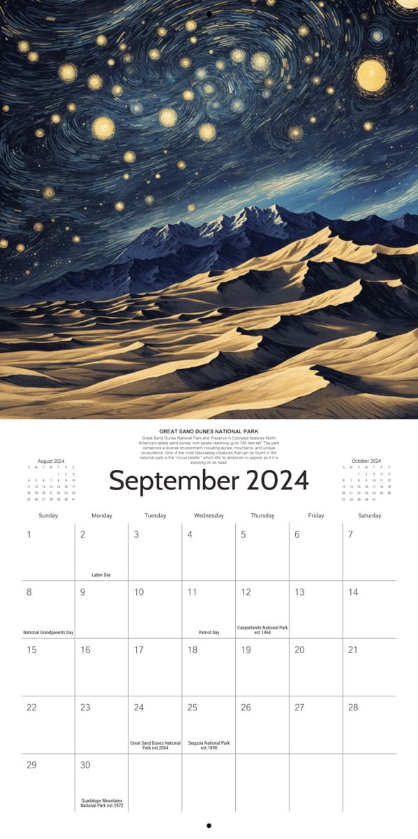 Starry Night 2024 Calendar