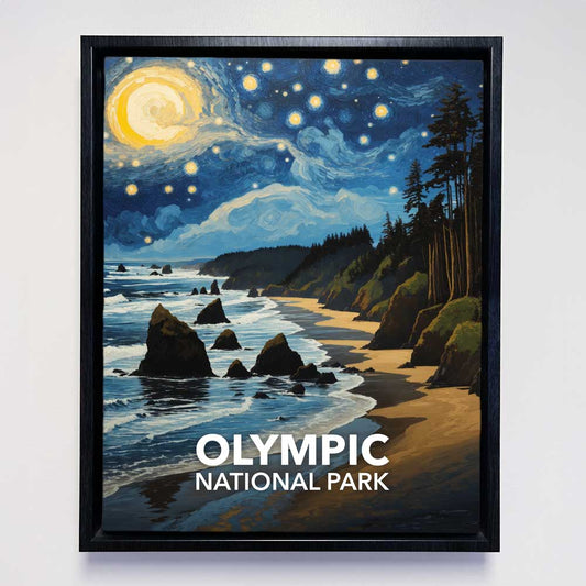 Olympic National Park Framed Canvas - The Starry Night