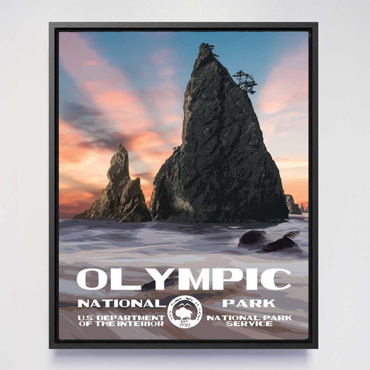 Olympic National Park Framed Canvas - WPA Poster