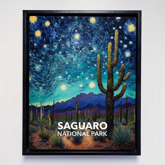 Saguaro National Park Framed Canvas - The Starry Night