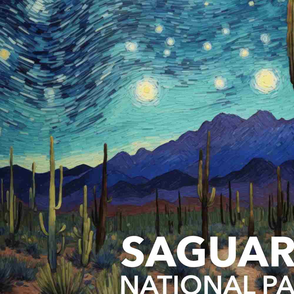 Saguaro National Park Framed Canvas - The Starry Night