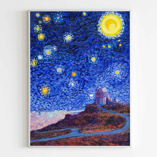 Haleakalā National Park Telescope Starry Night Poster - Premium Textured Paper