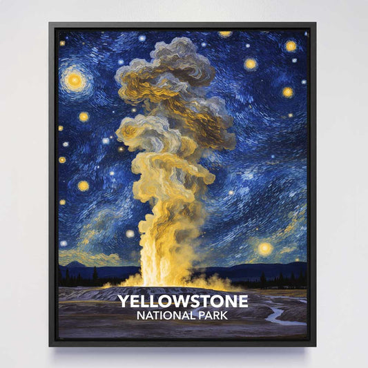 Yellowstone National Park Framed Canvas - The Starry Night