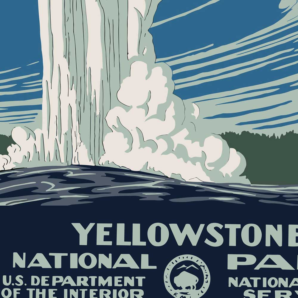 Yellowstone National Park Poster Old Faithful - Vintage WPA Design