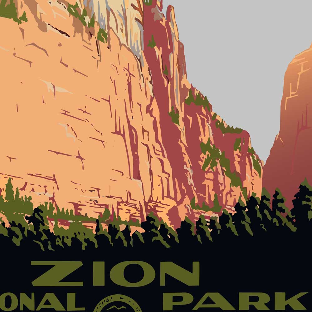Zion National Park Poster - Vintage WPA Design