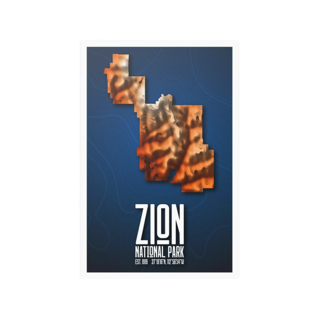 Zion National Park Poster - Contours National Parks Partnership
