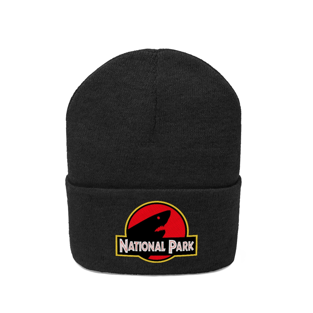 Shark National Park Hat - Knit Beanie Sewn Parody Logo