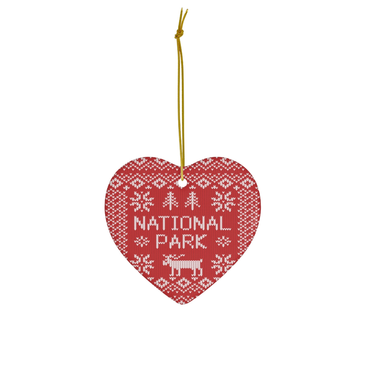 National Park Ornament - Red Fair Isle Pattern