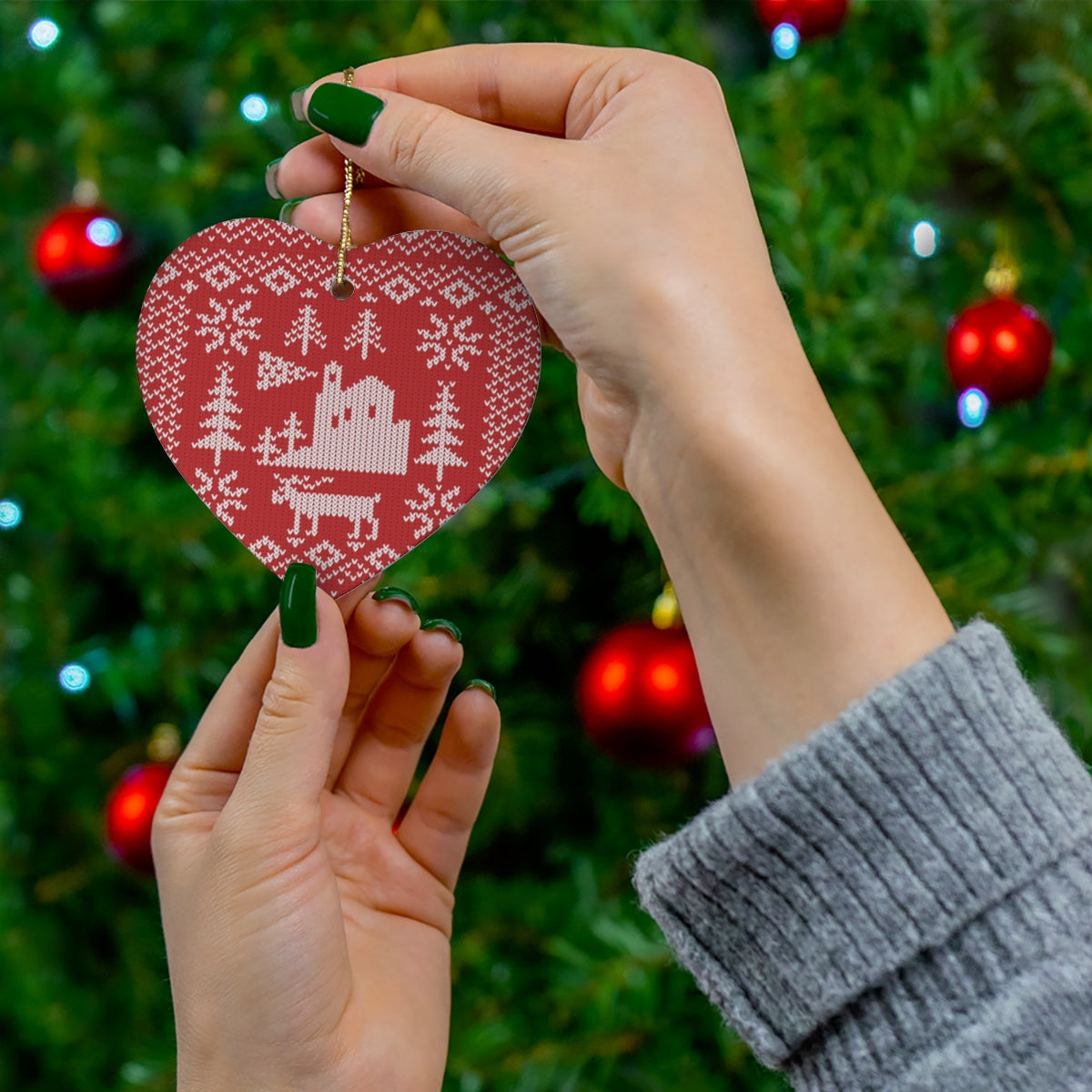 Acadia National Park Ornament - Lighthouse Fair Isle Pattern