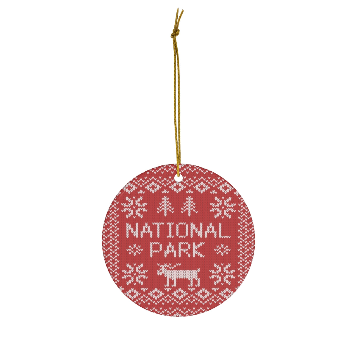 National Park Ornament - Red Fair Isle Pattern