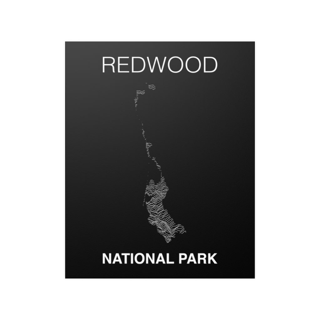 Redwood National Park Poster - Unknown Pleasures Lines National Parks Partnership