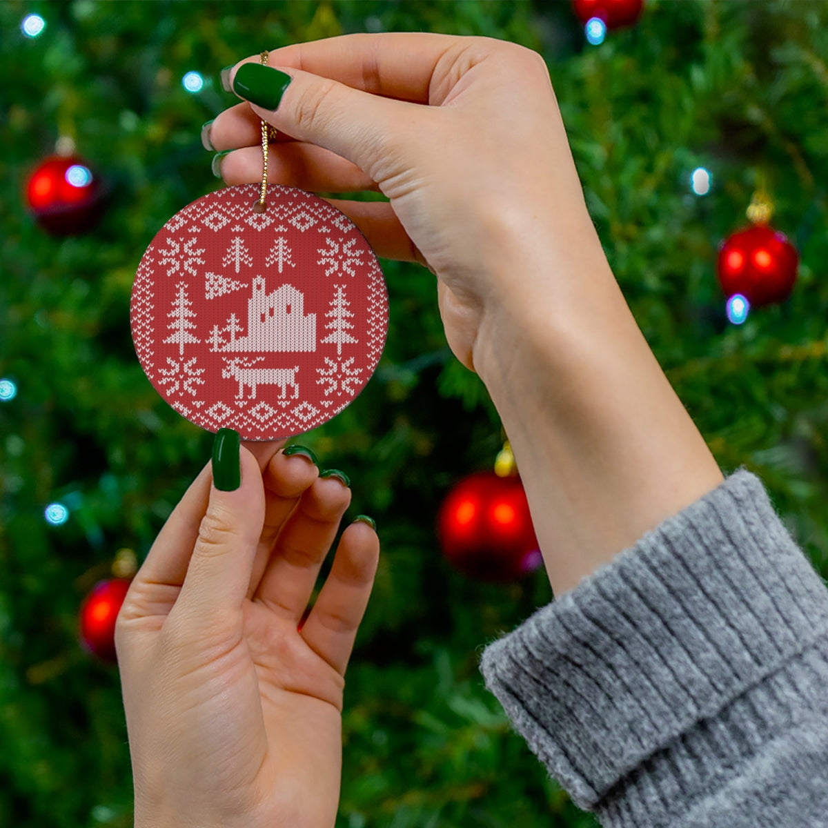 Acadia National Park Ornament - Lighthouse Fair Isle Pattern