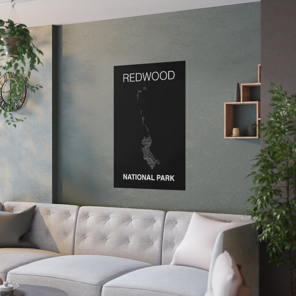 Redwood National Park Poster - Unknown Pleasures Lines National Parks Partnership