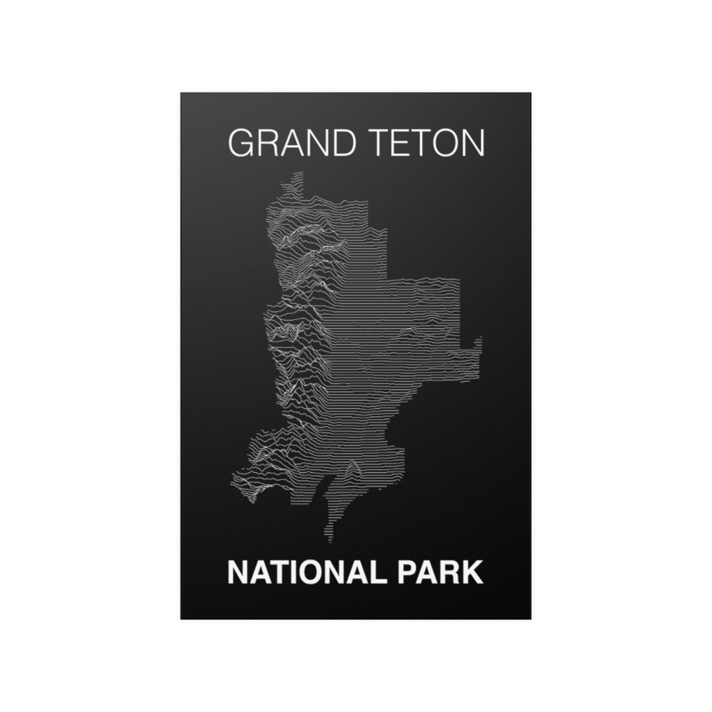 Grand Teton National Park Poster - Unknown Pleasures Lines National Parks Partnership