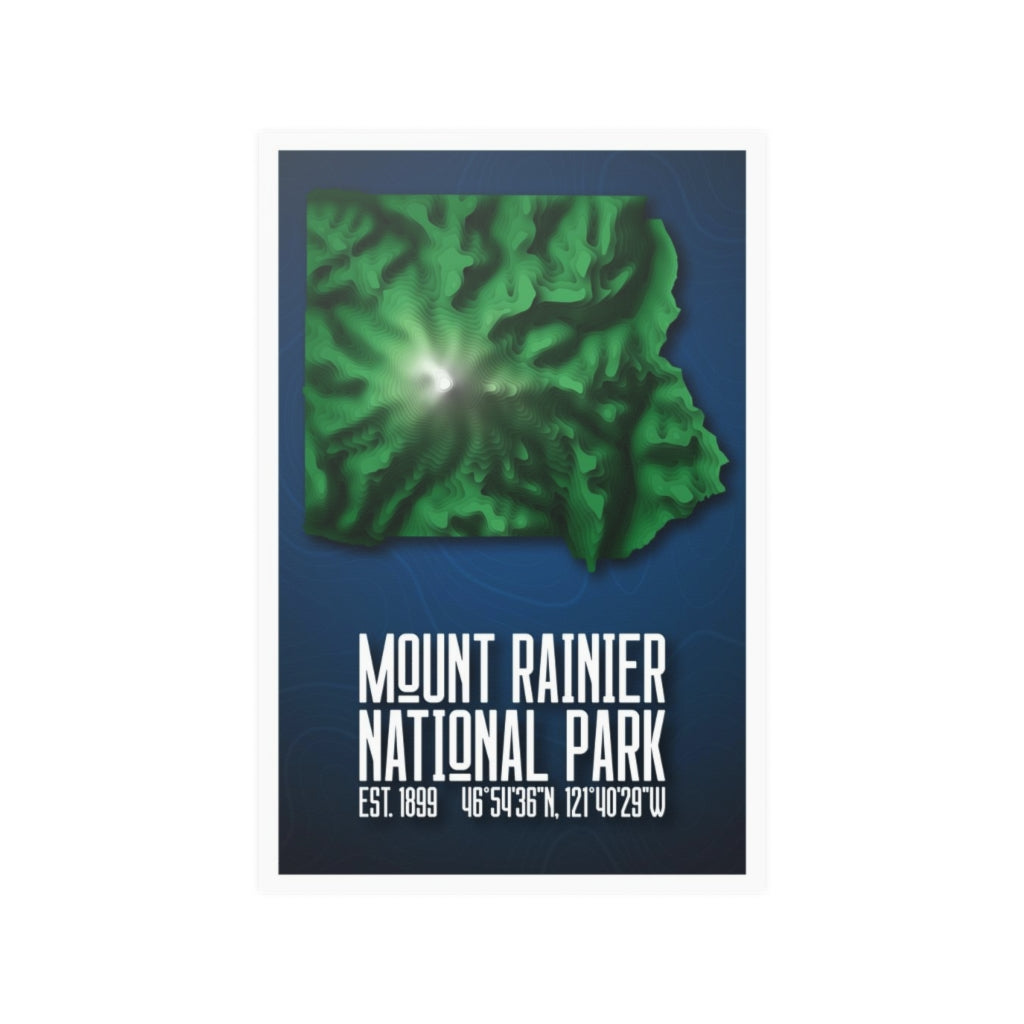Mount Rainier National Park Poster - Contours National Parks Partnership