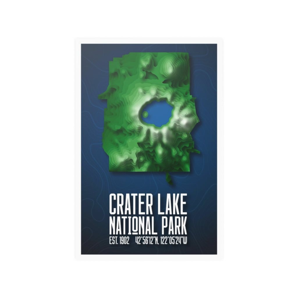 Crater Lake National Park Poster - Contours National Parks Partnership