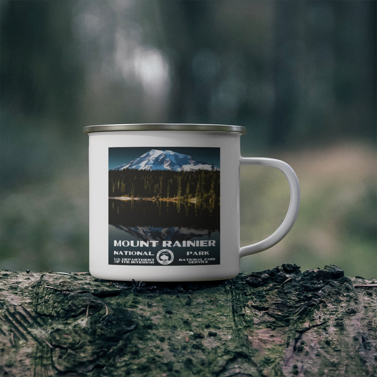 Mount Rainier National Park Enamel Camping Mug