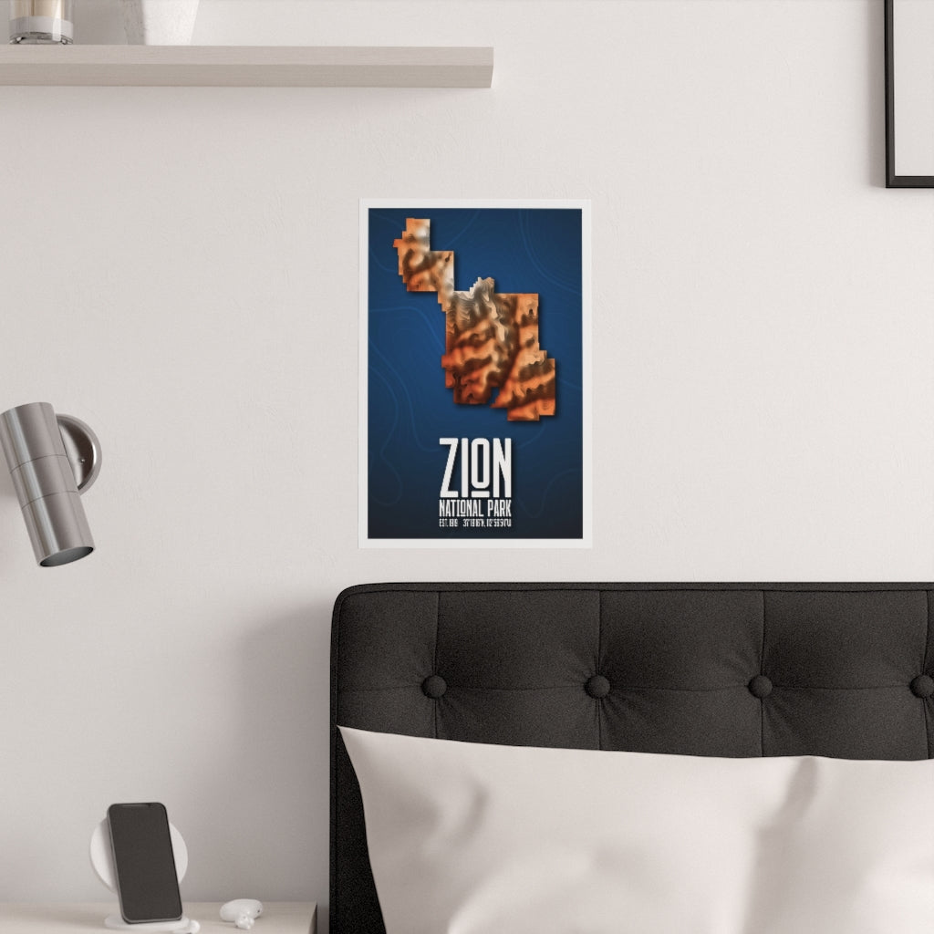Zion National Park Poster - Contours National Parks Partnership