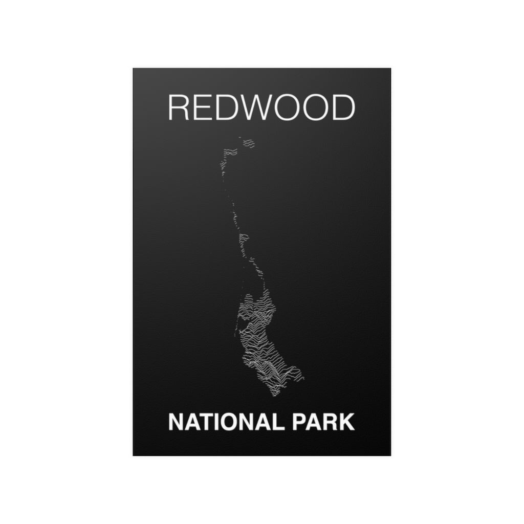 Redwood National Park Poster - Unknown Pleasures Lines National Parks Partnership