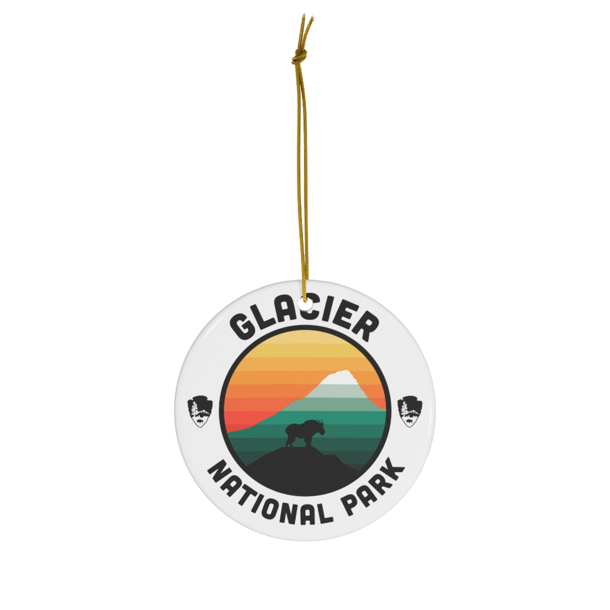Glacier National Park Ornament - Round Emblem Design