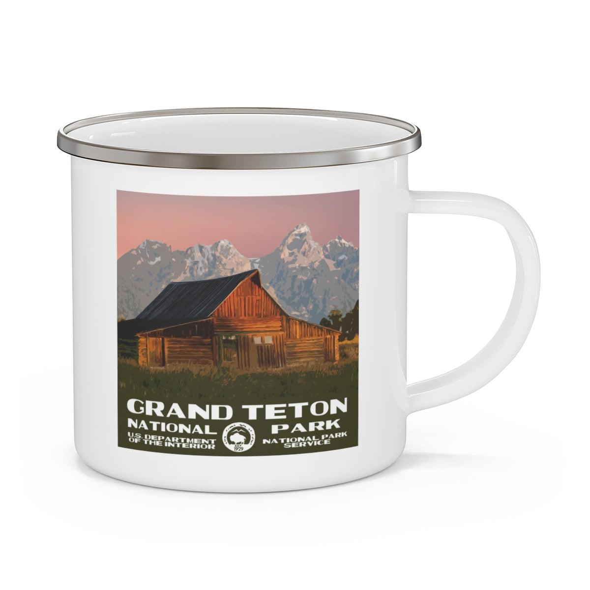 Grand Teton National Park Enamel Camping Mug - Moulton Barn