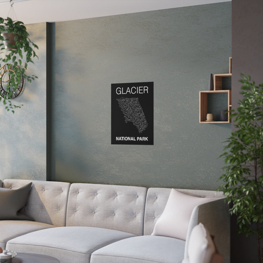 Glacier National Park Poster - Unknown Pleasures Lines National Parks Partnership
