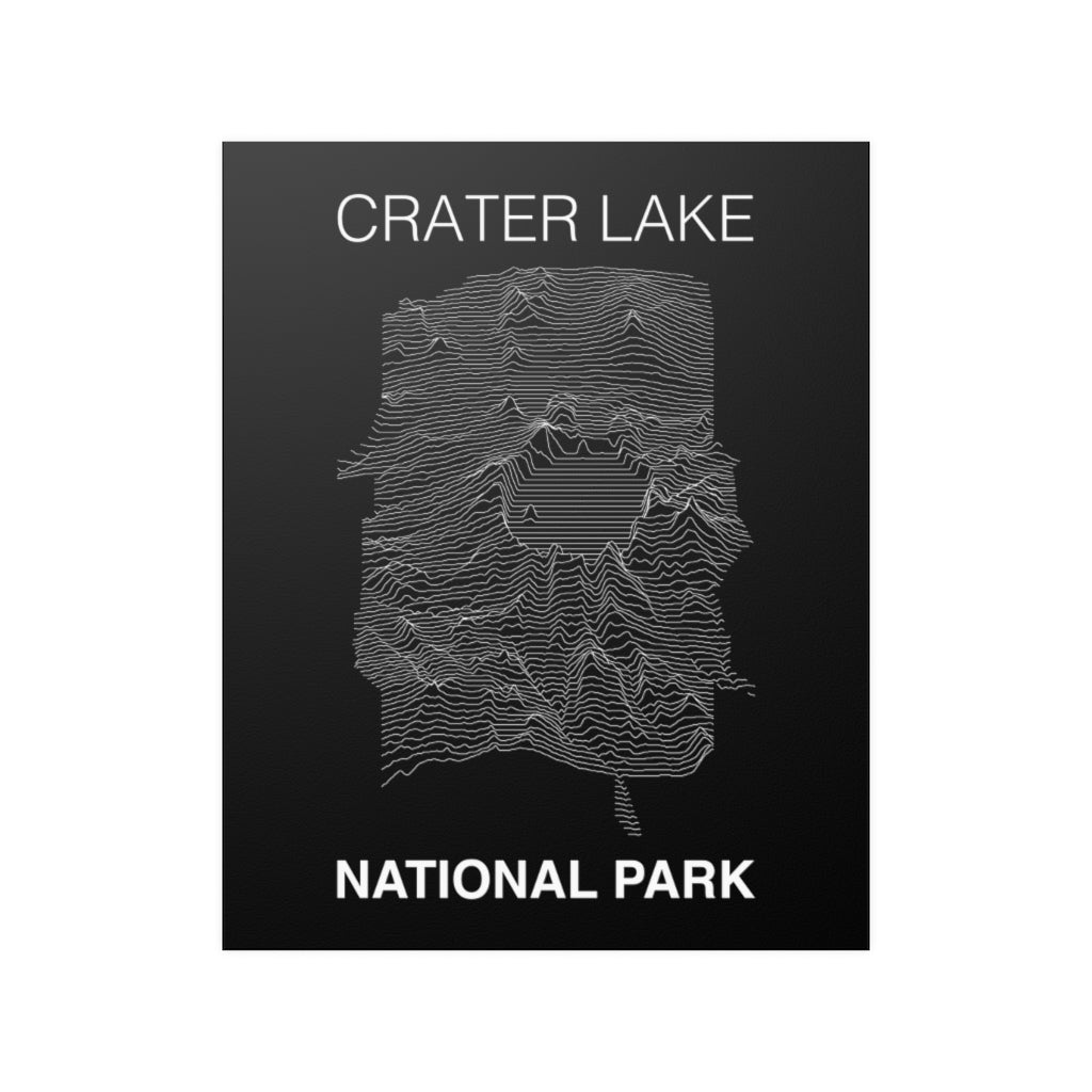 Crater Lake National Park Poster - Unknown Pleasures Lines National Parks Partnership