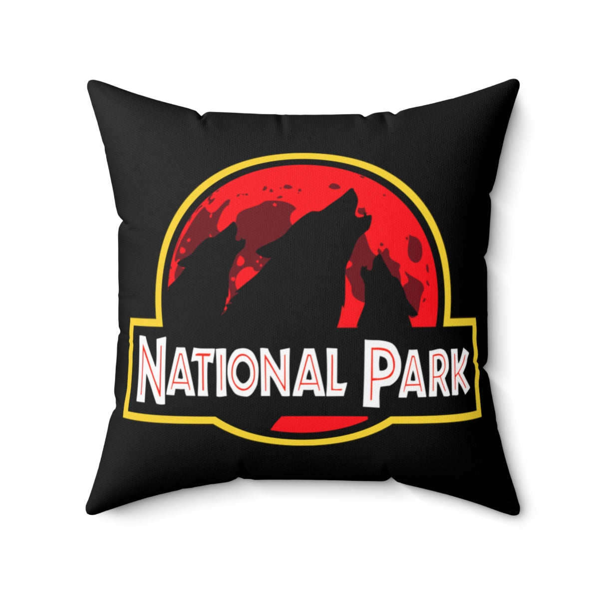 3 Wolf National Park Pillow Cushion - Parody Logo
