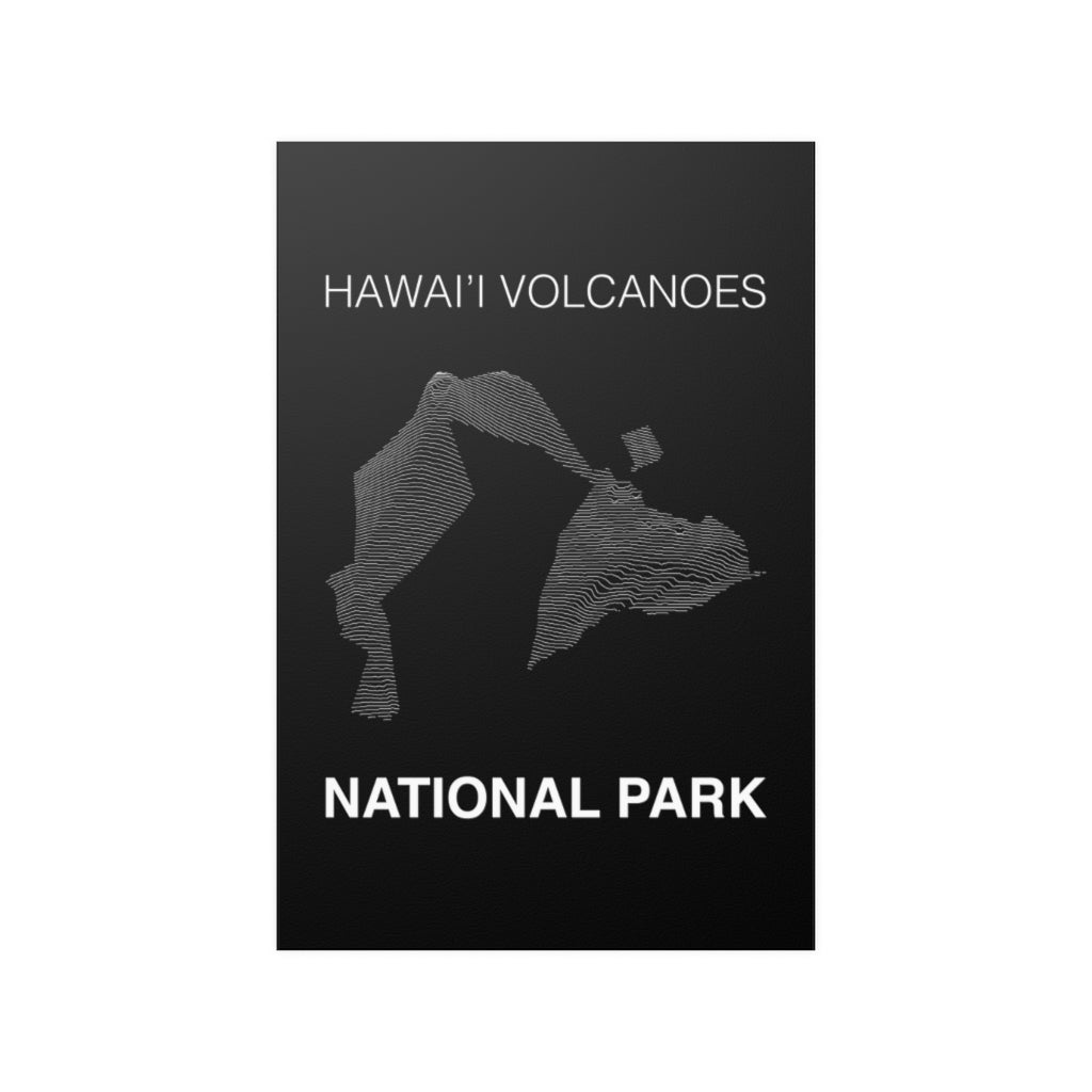 Hawaii Volcanoes National Park Poster - Unknown Pleasures Lines National Parks Partnership
