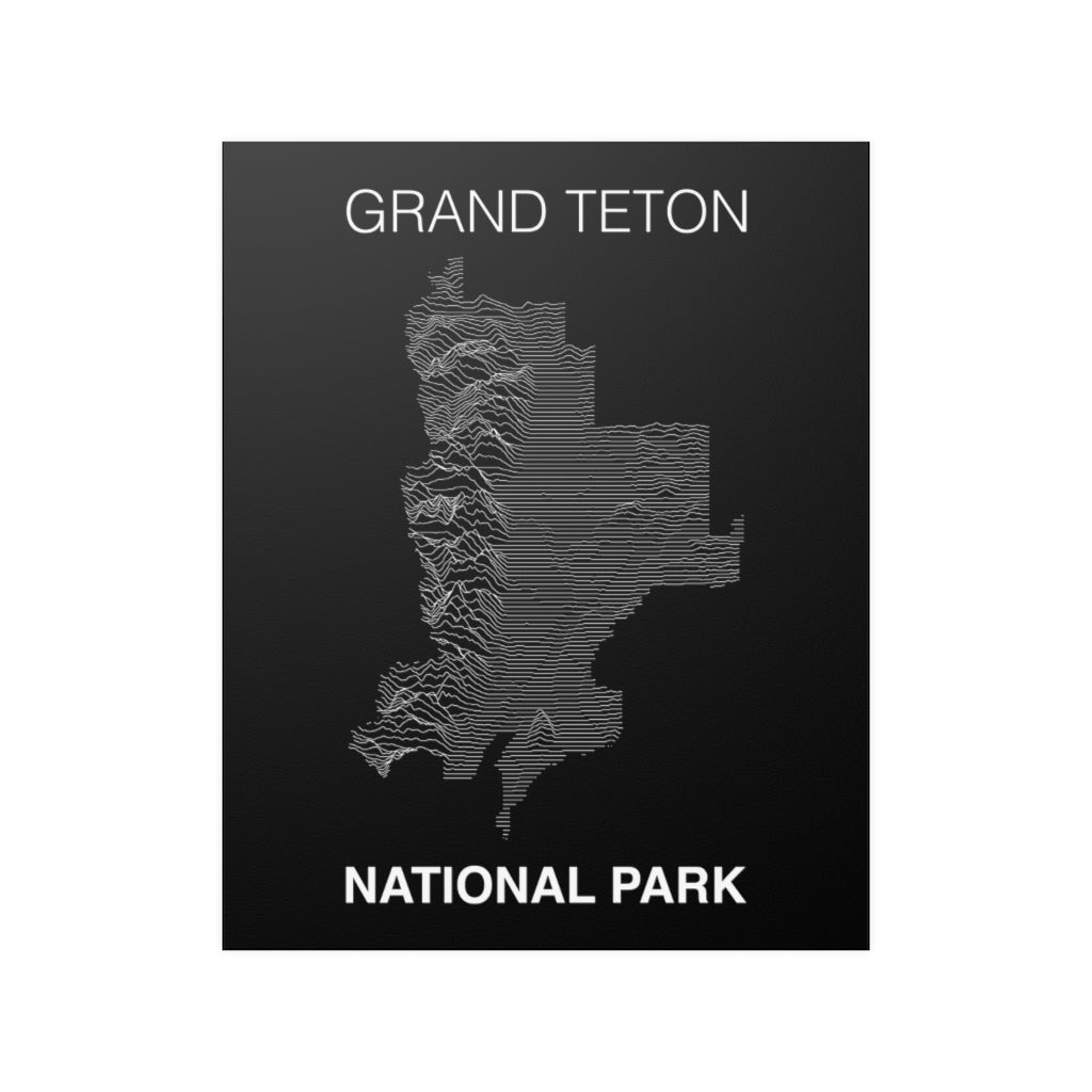 Grand Teton National Park Poster - Unknown Pleasures Lines National Parks Partnership
