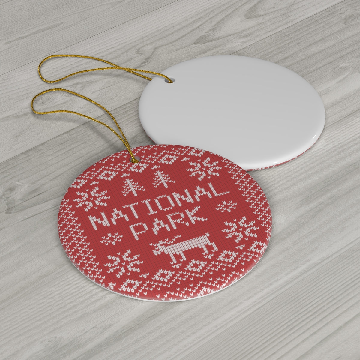 National Park Ornament - Red Fair Isle Pattern