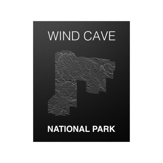 Wind Cave National Park Poster - Unknown Pleasures Lines National Parks Partnership