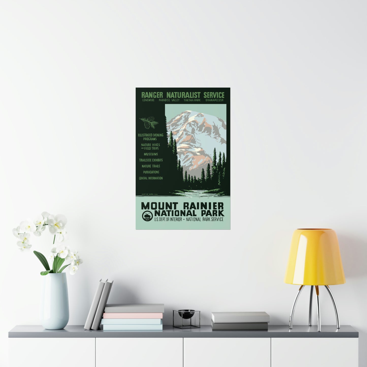 Mount Rainier National Park Poster - Vintage WPA Design