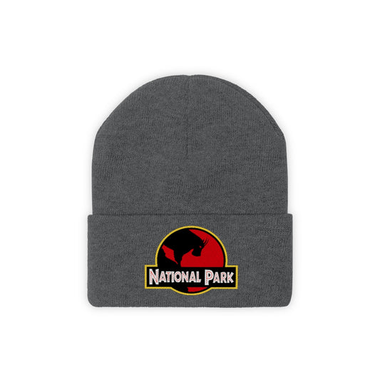 Mountain Goat Glacier National Park Hat - Knit Beanie Sewn Parody Logo