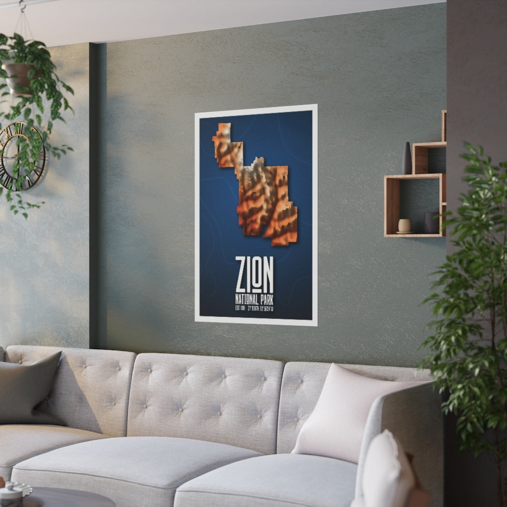 Zion National Park Poster - Contours National Parks Partnership