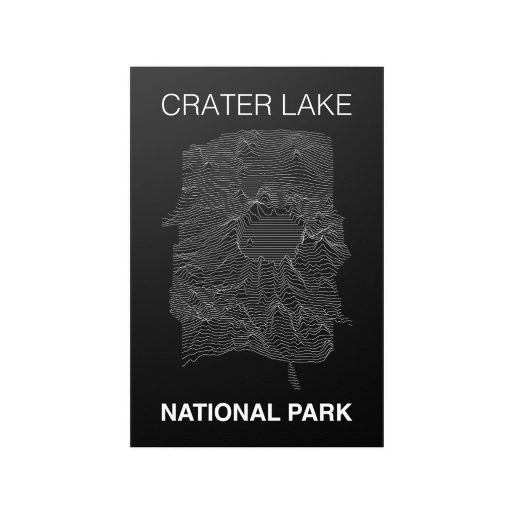 Crater Lake National Park Poster - Unknown Pleasures Lines National Parks Partnership