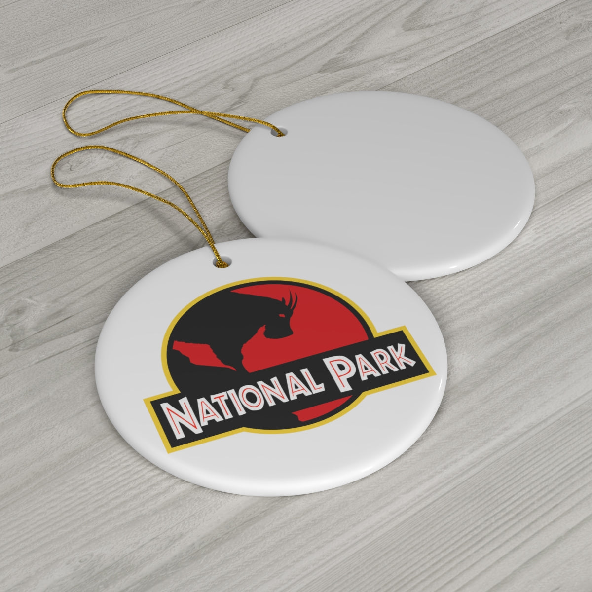 Glacier National Park Ornament - Mountain Goat Parody Logo