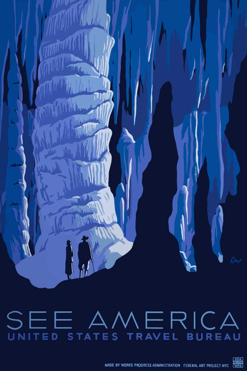 Carlsbad Caverns National Park Poster - Original WPA Vintage Design.