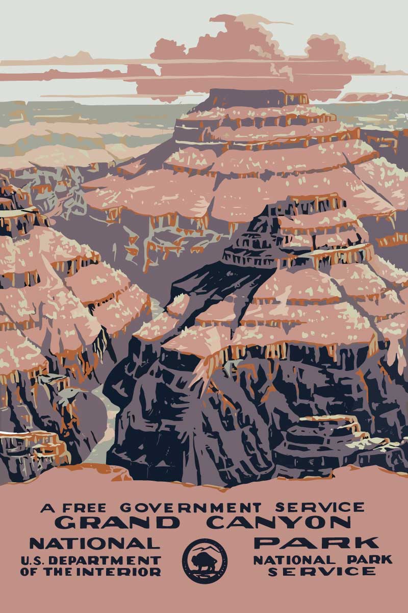 grand canyon national park wpa poster. original 1930s design