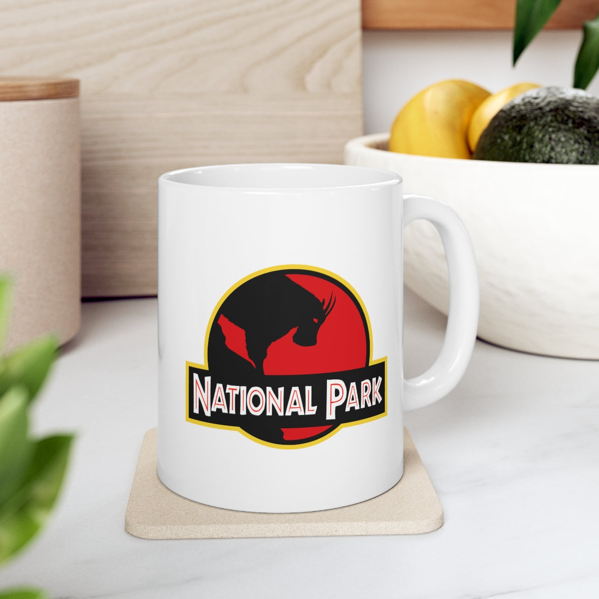 Mountain Goat National Park Mug - Parody Logo National Parks Partnership