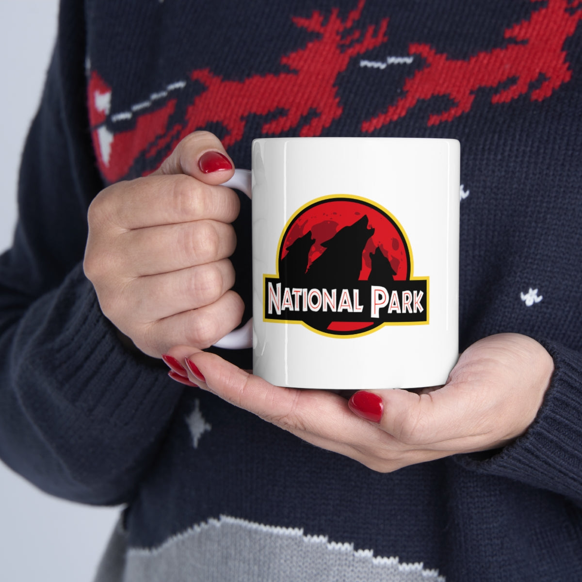 Three Wolf National Park Mug - Parody Logo National Parks Partnership