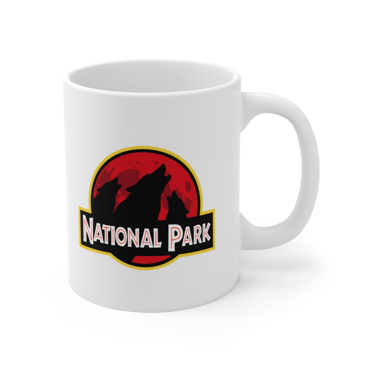 Three Wolf National Park Mug - Parody Logo National Parks Partnership
