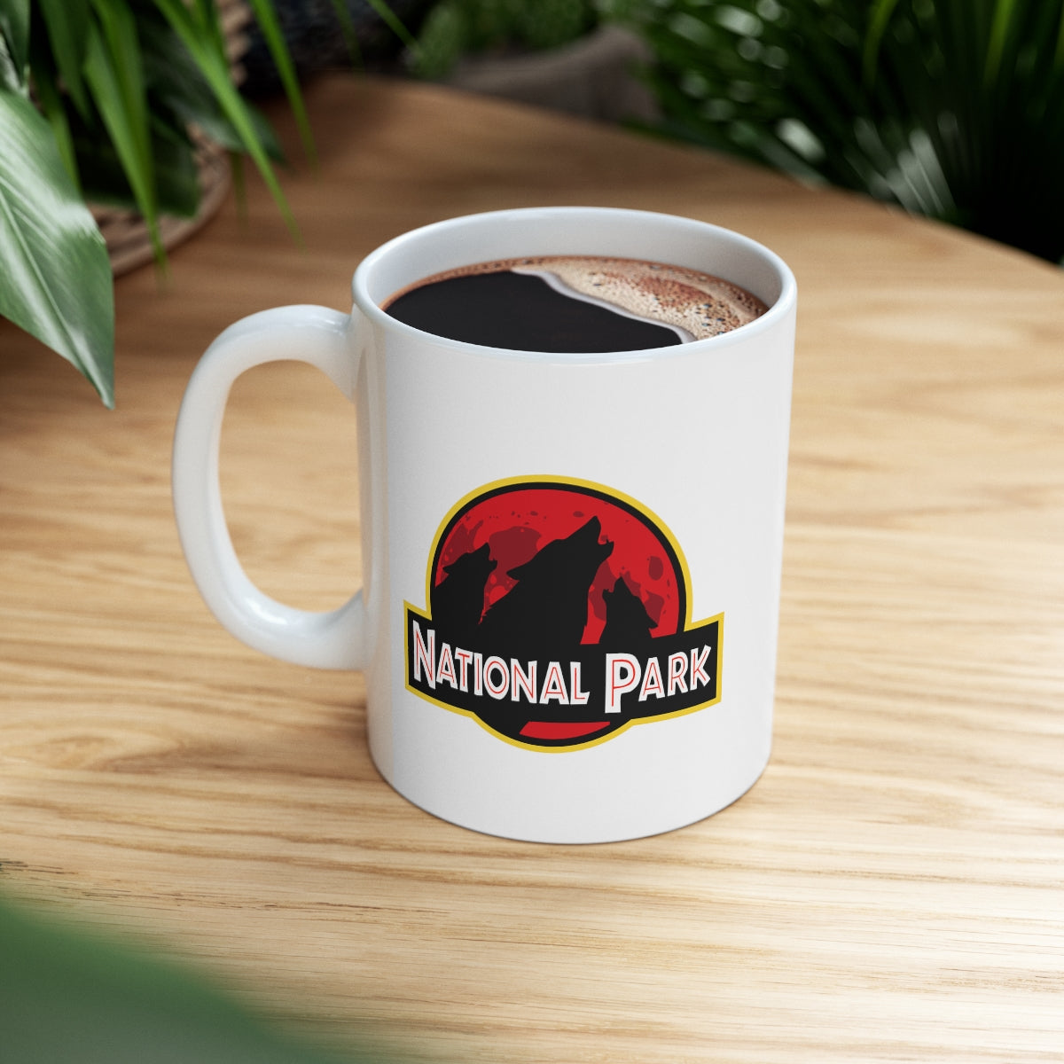 Three Wolf National Park Mug - Parody Logo National Parks Partnership