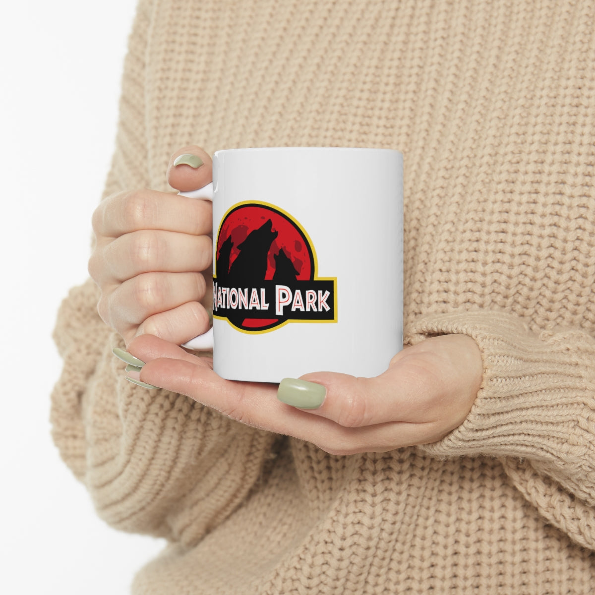 Three Wolf National Park Mug - Parody Logo National Parks Partnership