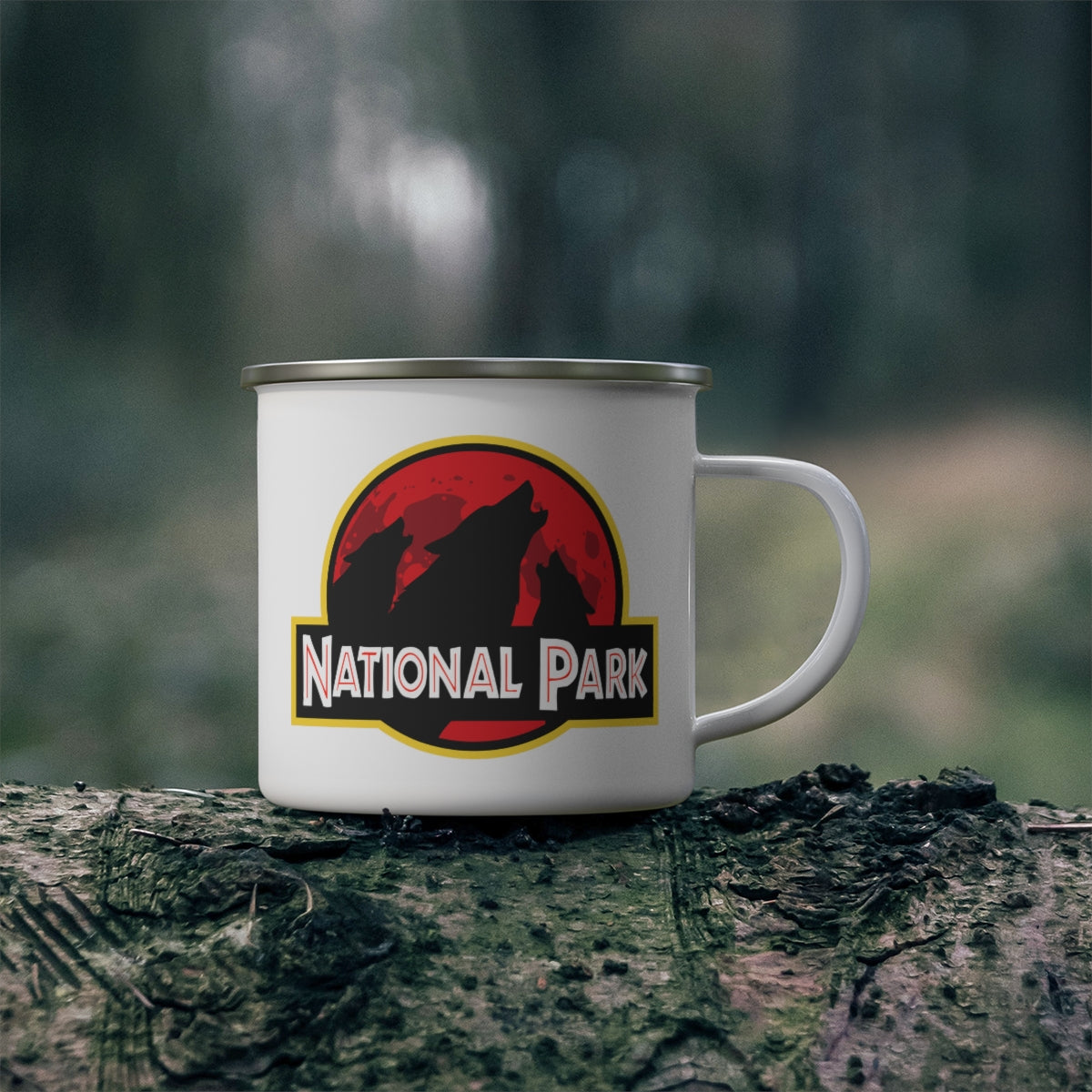 Three Wolf National Park Mug - Parody Logo 12oz