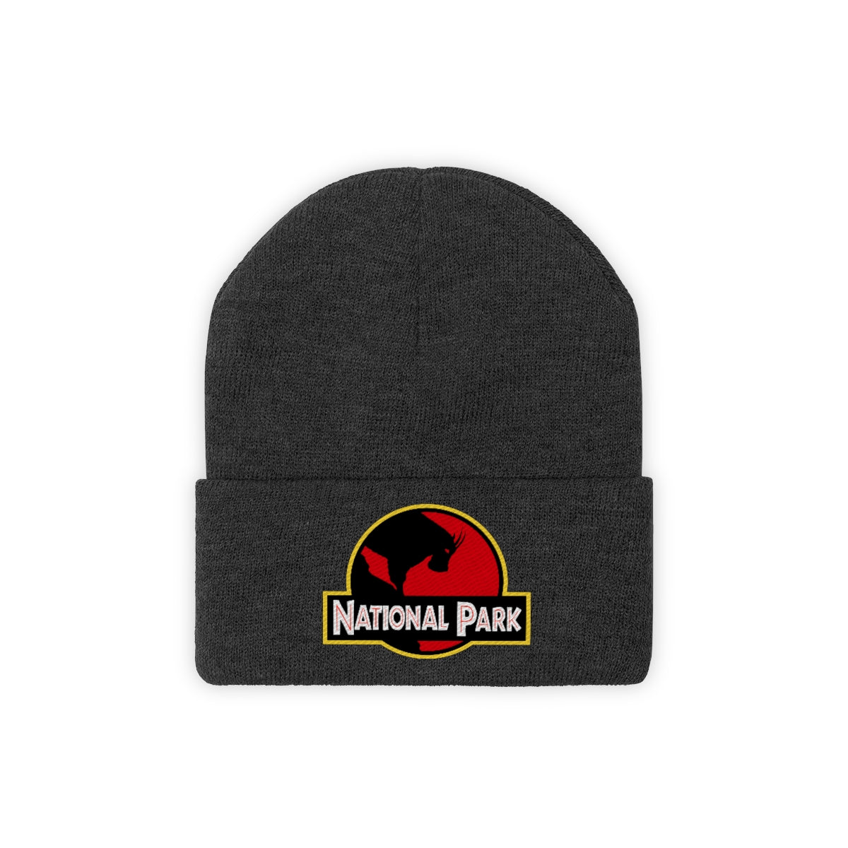 Mountain Goat Glacier National Park Hat - Knit Beanie Sewn Parody Logo