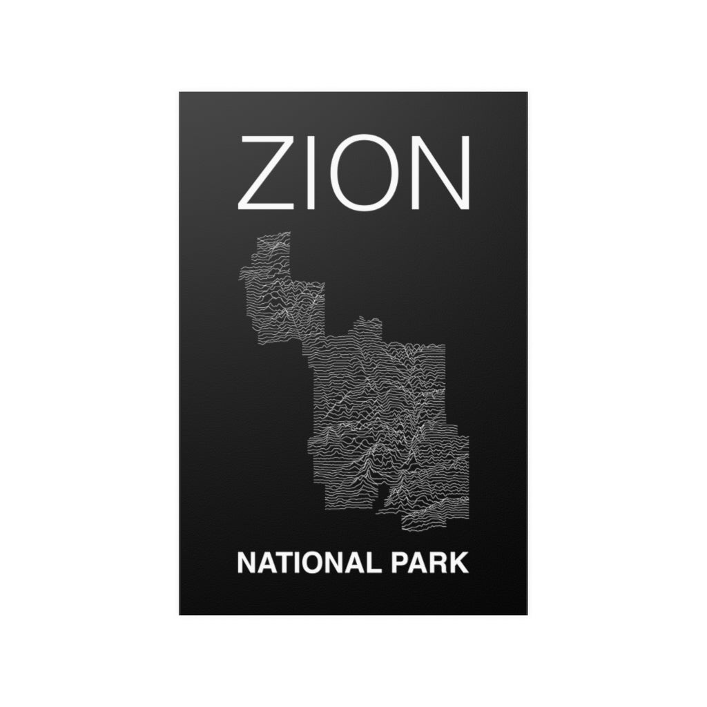 Zion National Park Poster - Unknown Pleasures Lines National Parks Partnership