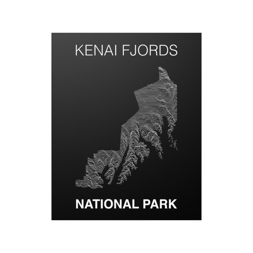 Kenai Fjords National Park Poster - Unknown Pleasures Lines National Parks Partnership