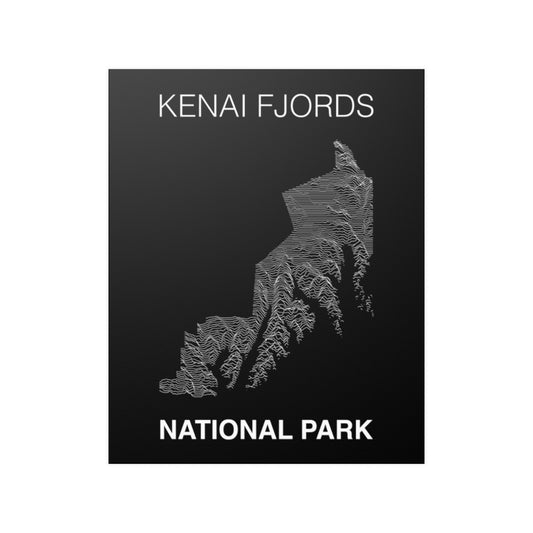 Kenai Fjords National Park Poster - Unknown Pleasures Lines National Parks Partnership