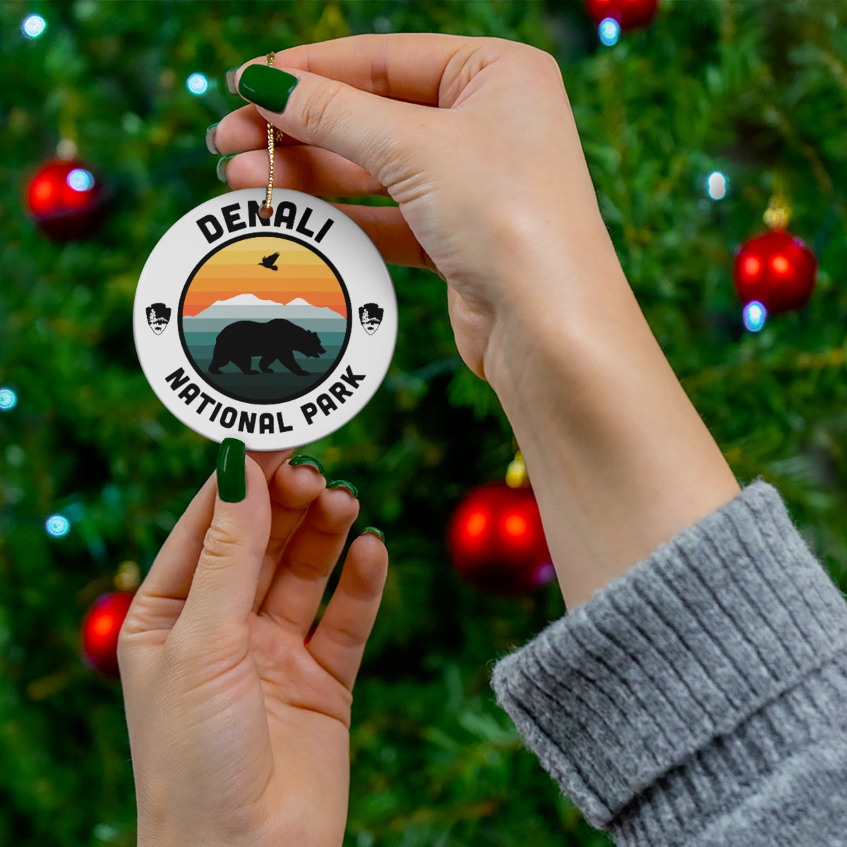 Denali National Park Ornament - Round Emblem Design